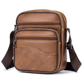 SPAHER Small Shoulder Bags Men's Leather Men's Shoulder Bag Handbags Men's Handbag Wrist Leather Messenger Briefcase Backpack Crossbody Sling Travel Bag School Bag, S-grey