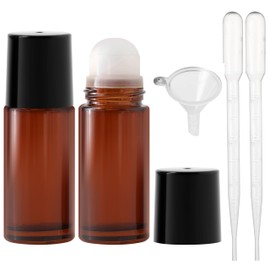 SESENSE Essential Oil Roller Bottles, 2PCS (50ml/30ml) Thick Glass Perfume Roller Bottles with Funnel and Dropper Glass Empty Bottles Beauty and Personal Care Tools for Fragrance (Amber, 30ML)