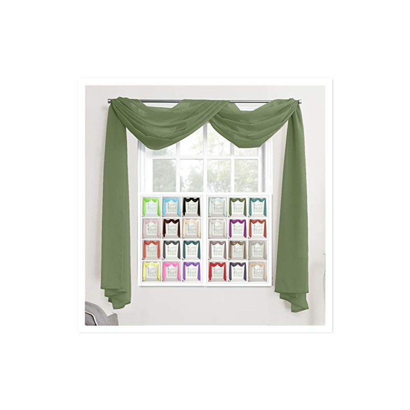 Megachest TAILORED VOILE WINDOW SCARF PELMET (moss, 56"X197"X1 Panel)