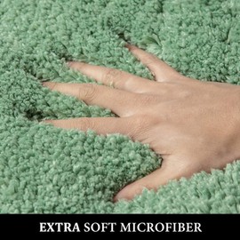 MIULEE Extra Thick Non Slip Bathroom Rug Shaggy Soft Bath Mat Plush Microfiber Absorbent Water for Shower Tub Machine Washable (Sage Green, 16x48 Inches)