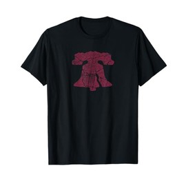 Philadelphia Street Map Liberty Bell Vintage Maroon Philly T-Shirt