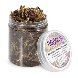 Hoyols - Bandas elásticas de goma para el pelo, tamaño pequeño, suaves para mujeres y niñas, paquete de 1000 unidades, color dorado (metal dorado)