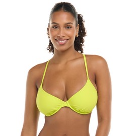 Body Glove Women's Standard Smoothies Solo Solid Underwire D, DD, E, F Cup Bikini Top Swimsuit with Adjustable 2-Way Back Detail, Key Lime