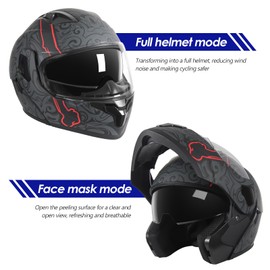Motorcycle Full Face Helmet for Unisex-Adults DOT Approved Motorbike Street Bike Racing Helmets (Lucifer,L)