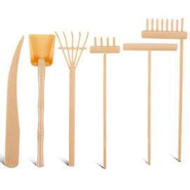 6Pcs Miniature Tabletop Rock Sand Zen Garden Accessories, Mini Zens Gardens Rake Tools, Desktop Sand Rock Push Drawing Pen, Zen Sands Garden Rake Set for Home Gift Decor
