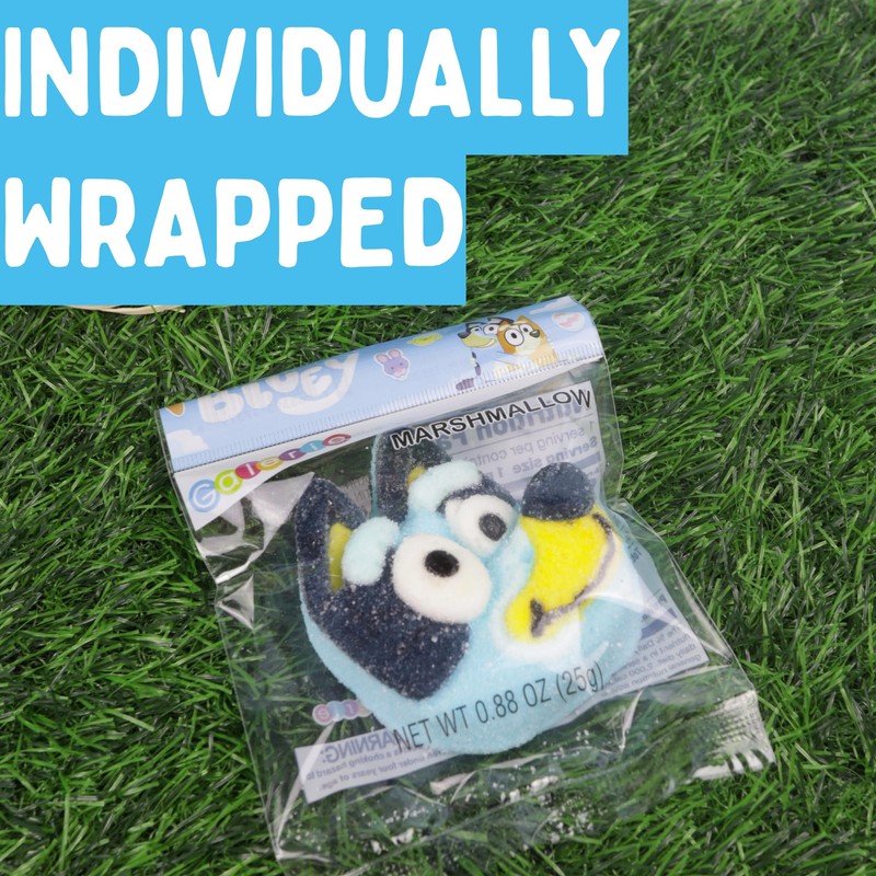 Bluey Candy Jumbo Marshmallows, Sugar Coated Treats, Individually Wrapped Pieces,