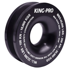 KING-PRO Snatch Recovery Ring, 45000 lbs Winch Snatch Block Pulley Towing Ring, for ATV UTV SUV Truck Off-Road Vehicle Towing Soft Shackle Recovery（Black）, 3.8''X3.8''X1.2'' (AMZ-KP-01005-BL)