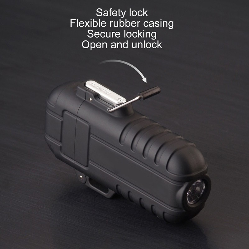 Outdoor Double Arc Electric Lighter Portable Waterproof Flashlight Lighter Charging