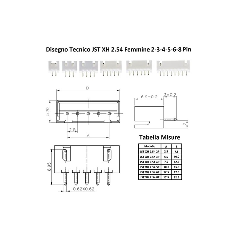 ATEC - JST XH2.54 M (cable 30 cm) + F
