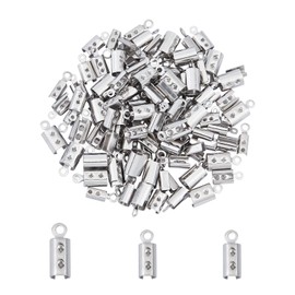 UNICRAFTALE Approx. 180 Pieces 3/4/5 mm Foldable Crimping Ends Pleats Over Cable Ends Terminators Clamping Tipsinner Jewellery Finding Kit for Bracelets Stainless Steel Colour