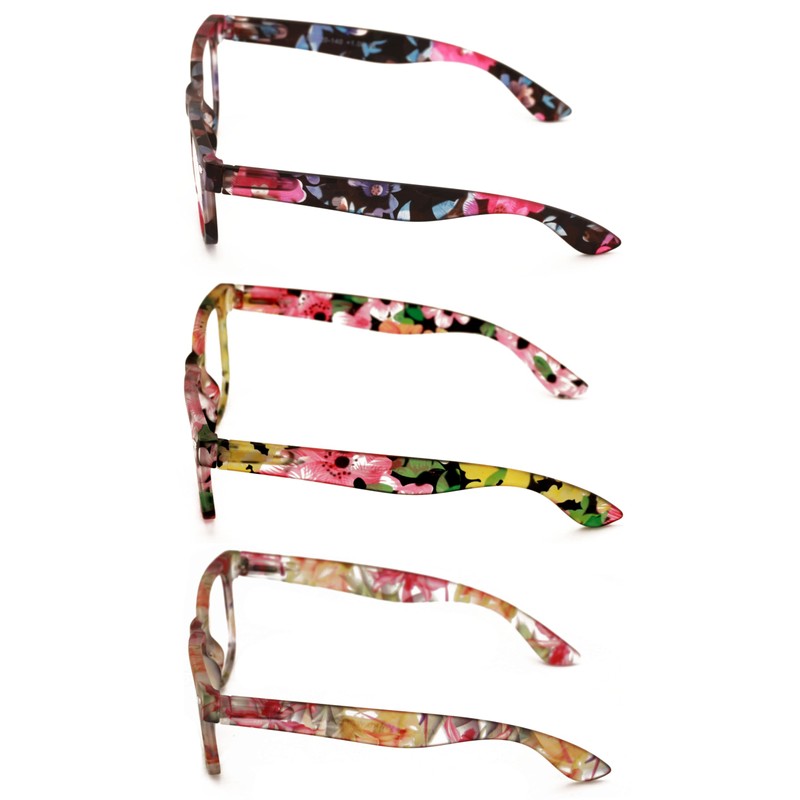 V.W.E. 3 Pairs Women Floral Mosaic Print Comfortable Classic Reading