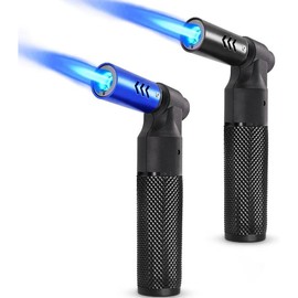 2 Pack Butane Torch Lighters Refillable Jet Flame Portable Butane Torch Mini Refillable Windproof Lighters(Gas not Included) Kitchen Utensils - Color: Black+black, size: 2 Pack