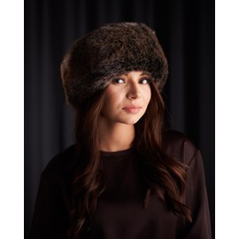 Futrzane Siberian Hat with Fur Edge - Fur Hat Women's - Fur and Leather Hat, Brown - Brown Siberian