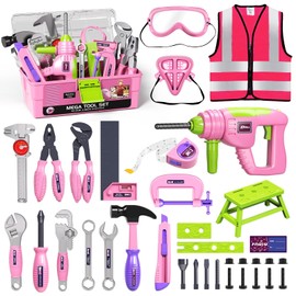 FRRJUY Kids Tool Set for Grils with Electronic Toy Drill & Tool Box
