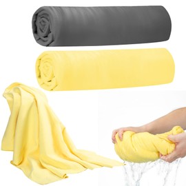 Fanfanwin 2 Pcs 55 x 35 Inches XXL Extra Large Shammy Cloth for Car Drying Absorbent Chamois Towel for Car Reusable Scratch Resistant Chamois Towel for Car Cleaning