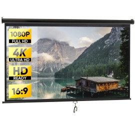 Segawe 100" Pull Down Projection Screen 16:9 HD Home Theater Projection Screen Durable