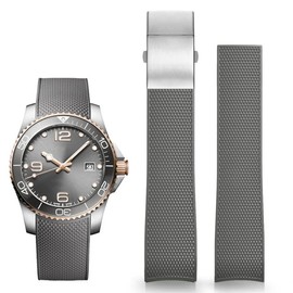 Wentokye 21mm Rubber Watch Band for Longines Conquest HydroConquest L3 Strap Replacement （21mm,Grey）