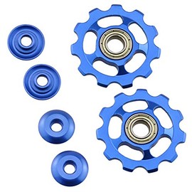 HJ Garden 2 Sets Sealed Bearing Jockey Wheel Rear Derailleur Pulley, Bicycle Shift Guide Wheel, Blue