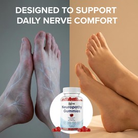 The Nerve Brand Neuropathy Nerve Support Gummies – 600mg R-Alpha Lipoic Acid with B Vitamins & Adaptogens – Helps Maintain Healthy Nerve Function – Sugar-Free Daily Supplement
