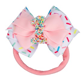 2Pcs Birthday Hair Bow for Girls, 1st Birthday Hair Clips with Confetti Ice Cream Design, Pink Party Hair Accessories for Baby Girls