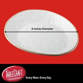 Tablecraft Melamine Dinner Platters, Break Resistant Dinnerware Plates for Serving Entrees, Salad, Side Dishes, Commercial Foodservice Restaurant Use, 9" Oval, Textured Pattern, White Beige, Set of 6