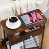 Narrow Side Table With Charging Station, 3-Tier End Table with