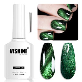 Vsehine 9D Cat Eye Green Gel Nail Polish with Magnet Galaxy Cateye Chameleon Nail Gel DIY Salon Home 16ml