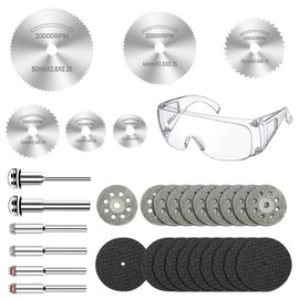 32Pcs Diamond Cutting Wheel Cut Off Discs, HSS Circular Saw Blades for Rotary Tool with Mandrels, Rotary Drill Set for Wood Plastic Metal Stone Diamond Cutting