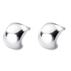 Sterling Silver Shiny Polished Half Hoop Bead Dome Stud Earrings