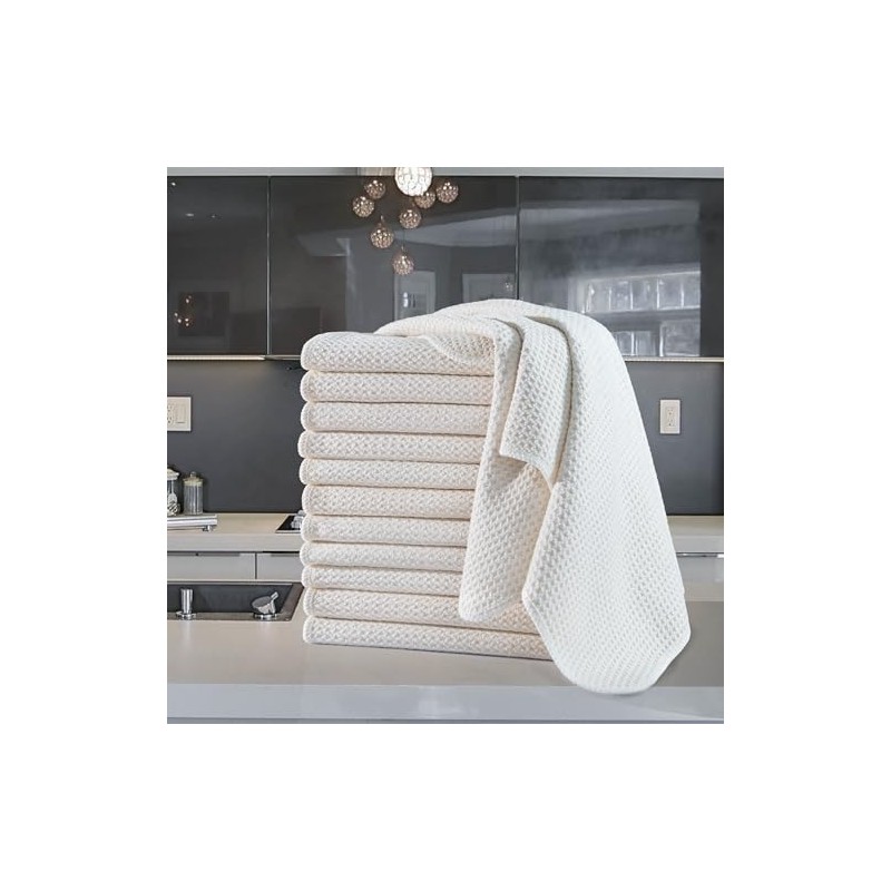 Polyte Toalla de Cocina Microfibra Waffle 340 gsm, 40.6x71.1 cm,