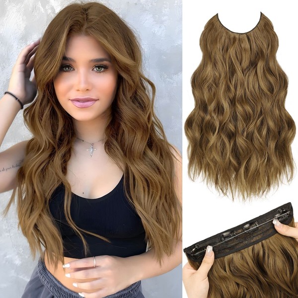 MORICA Invisible Wire Hair Extensions - 20 Inch Chestnut Brown