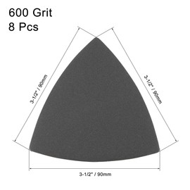 sourcing map Triangular Sandpaper Hook and Loop Triangle Sanding Pad Fit 3-1/2" Oscillating Multi-Tool Silicon Carbide for Wet/Dry Use 600 Grit 8pcs