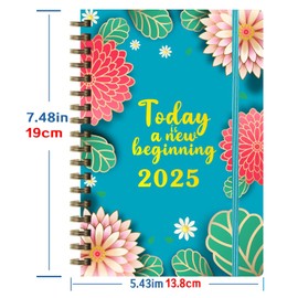 Haobase 2025 Diary A5 Week to View, January 2025 - December 2025, Elastic Closure, Monthly ＆ Weekly Planner for Work, Study, 19 x 13.8 x 1.3 cm