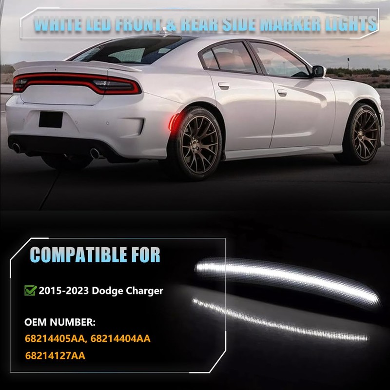 VANKUB Front & Rear LED Side Marker Lights for Dodge