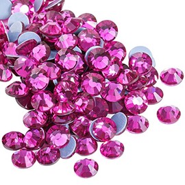 Beadsland Hotfix - 1440 diamantes de imitación de cristal con parte trasera plana para manualidades, ropa, decoración de bricolaje, fucsia, SS20, 0.18