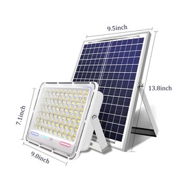 100W to 600W Pure White High Bright Solar Power Flood Light Outdoor Remote, IP67 Waterproof, Auto On/Off, Wide Range, Dusk to Dawn for Yard, Gazebo, Shed, Barn, Porch, Patio, Garage, Garden (200W)