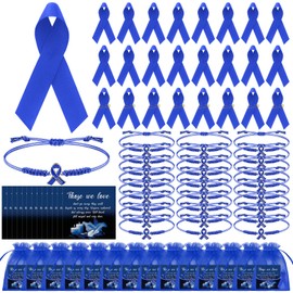 24 Set Funeral Favors for Guests Funeral Bracelet Blue Ribbon Pins with Memorial Cards for Memorial Celebration of Life Favors Keepsake Gifts Sympathy Remembrance Event Supplies