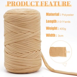 JeogYong - Hilo para playera, tela elástica de ganchillo de 400 g/131 yardas, cinta gruesa de tela de poliéster para tejer a mano, para tejer bolsas/cestas/alfombras, decoración del hogar