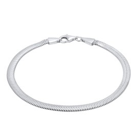 Kuzzoi Silver bracelet for men, handmade, men's bracelet made of solid 925 sterling silver, flat herringbone bracelet for men, herringbone pattern, width 4 mm, 0201852821, 19 centimeters, Sterling