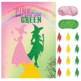 Zhangguanlidai Wicth Birthday Party Decorationas Favors,Pink The Broom on The Wicth Game,Pin and Green Party Decorations Supplies