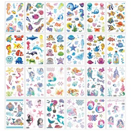 24 Marine Themed Tattoo Stickers, Children'S Tattoo Stickers, Cute Tattoo Stickers, Party Dressing Supplies.