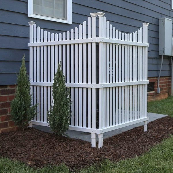 Enclo Privacy Screens ZP19036 Huntersville Outdoor Fence Privacy Screen, White Vinyl, Perfect to Cover Trash Cans, Pool Equipment, and Air Conditioning Units (2 Panels)