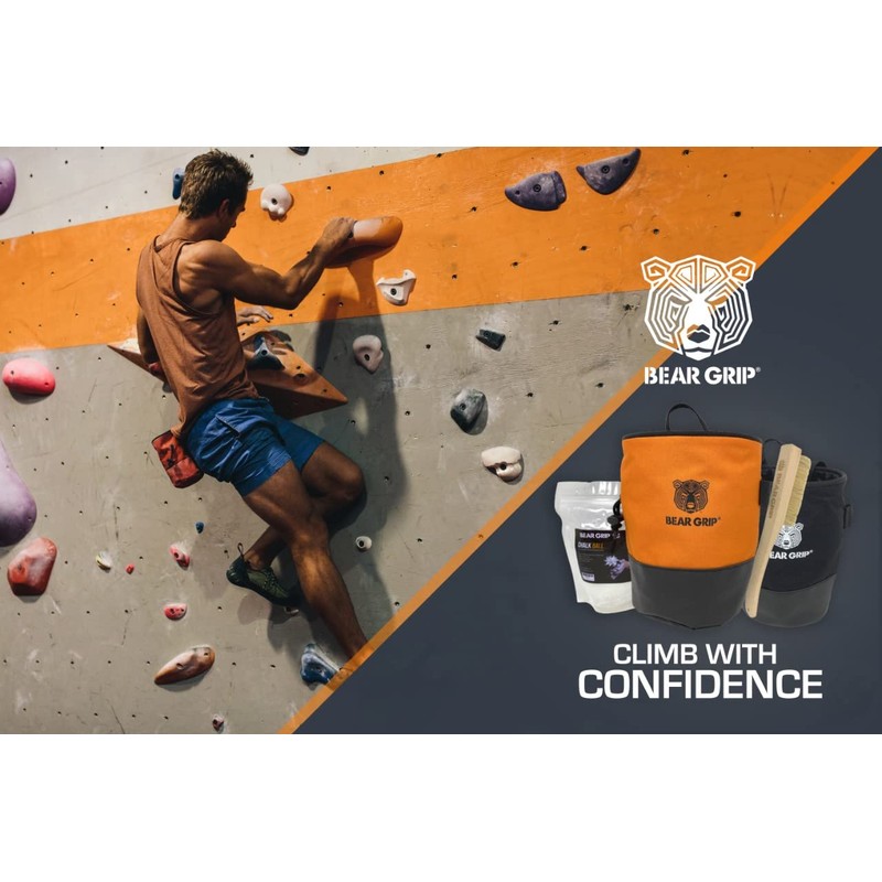 BEAR GRIP Premium Chalk Bag Bundle Pack for Rock Climbing