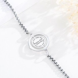 YueYuan Compass Bracelet for Women Girls 925 Sterling Silver Nautical Compass Inspirational Graduation Gifts/Going Aways Gifts/Retirement Gifts etc, Enjoy the Journey Engraved,9"