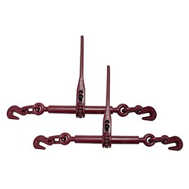 Mytee Products (2 Pack) 5/16"-3/8" Heavy Duty Ratchet Lever Load Binder w/Grab Hooks 5,400 Lbs Working Load Limit - Red | Tie Down Hauling Chain Binders for Flatbed Truck Trailer