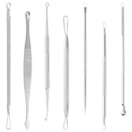 Nivofu 7Pcs Blackhead Remover Kit, Herramientas de Eliminación de Puntos Negros, Comedone Extractor Tool Acero Inoxidable, para Pimple Eliminar Blackh