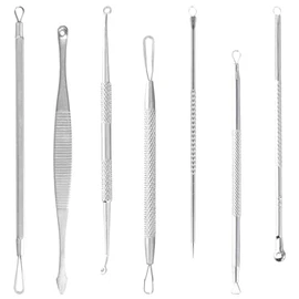 Nivofu 7Pcs Blackhead Remover Kit, Herramientas de Eliminación de Puntos Negros, Comedone Extractor Tool Acero Inoxidable, para Pimple Eliminar Blackh