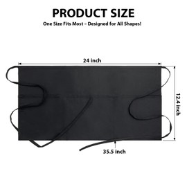 6 Pack Server Apron with 3 Pockets - Waist Aprons, Waterproof Short Waitress Apron for Women and Men, Black