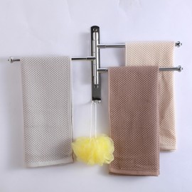 OURVII Swivel Towel Rack Hanger Towel Bar Bathrrom Wall Mounted Space Saving Storage Organizer Hanging Holder 12 Inch (Stainless Steel, Bright Silver 3-Arm)