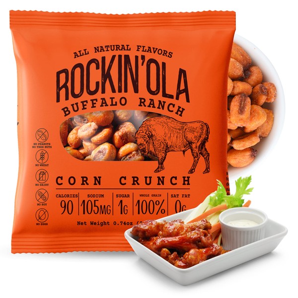 Rockin'Ola Corn Crunch, Back to School Snacks, Crunchy Whole Corn